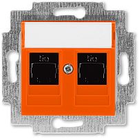 Розетка компьютерная без рамки ABB EPJ Levit 2-м. RJ45+RJ45 5e оранжевый картинка